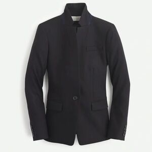 J. Crew Regent Blazer in Black Wool Flannel Single Button Jacket EUC! Size 00